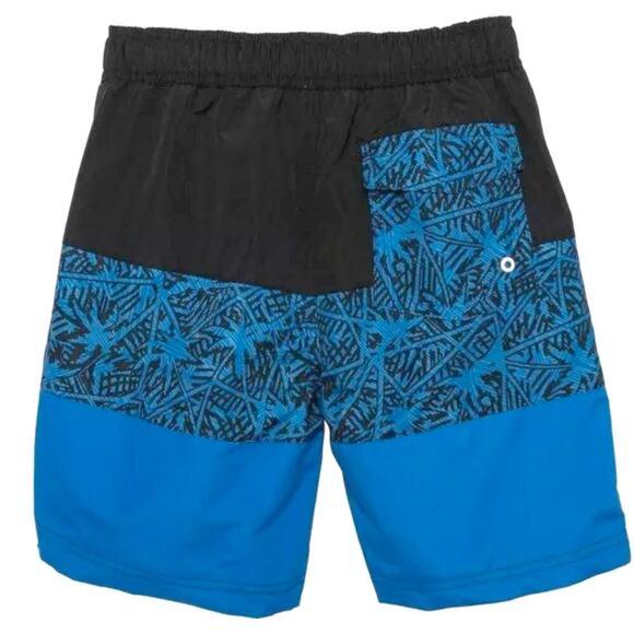 New Big Chill Boy's Palm Tree Print Color Block UPF 50 Board Beach Swim Shorts - Picture 2 of 5